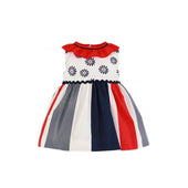 Miranda Baby Girl Red, White and Navy Dress